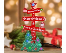 Christmas Table Sign Soldering Practice Kit, DIY LED Merry Christmas Tree Sign Electronics Kit with Colorful Lights, Electronic Soldering Projects for Xmas Decoration and Present Christmas Table Sign Soldering Practice Kit, DIY LED Merry Christmas Tree Sign Electronics Kit with Colorful Lights, Electronic Soldering Projects for Xmas Decoration and Present