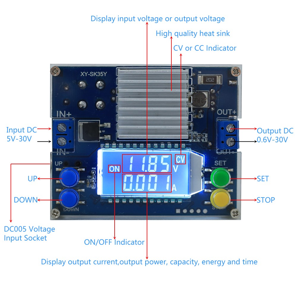 DC-DC 35W 4A Adjustable Automatic Buck Boost Power Supply Module CCCV Step  UP DOWN Voltage Converter Solar Charging