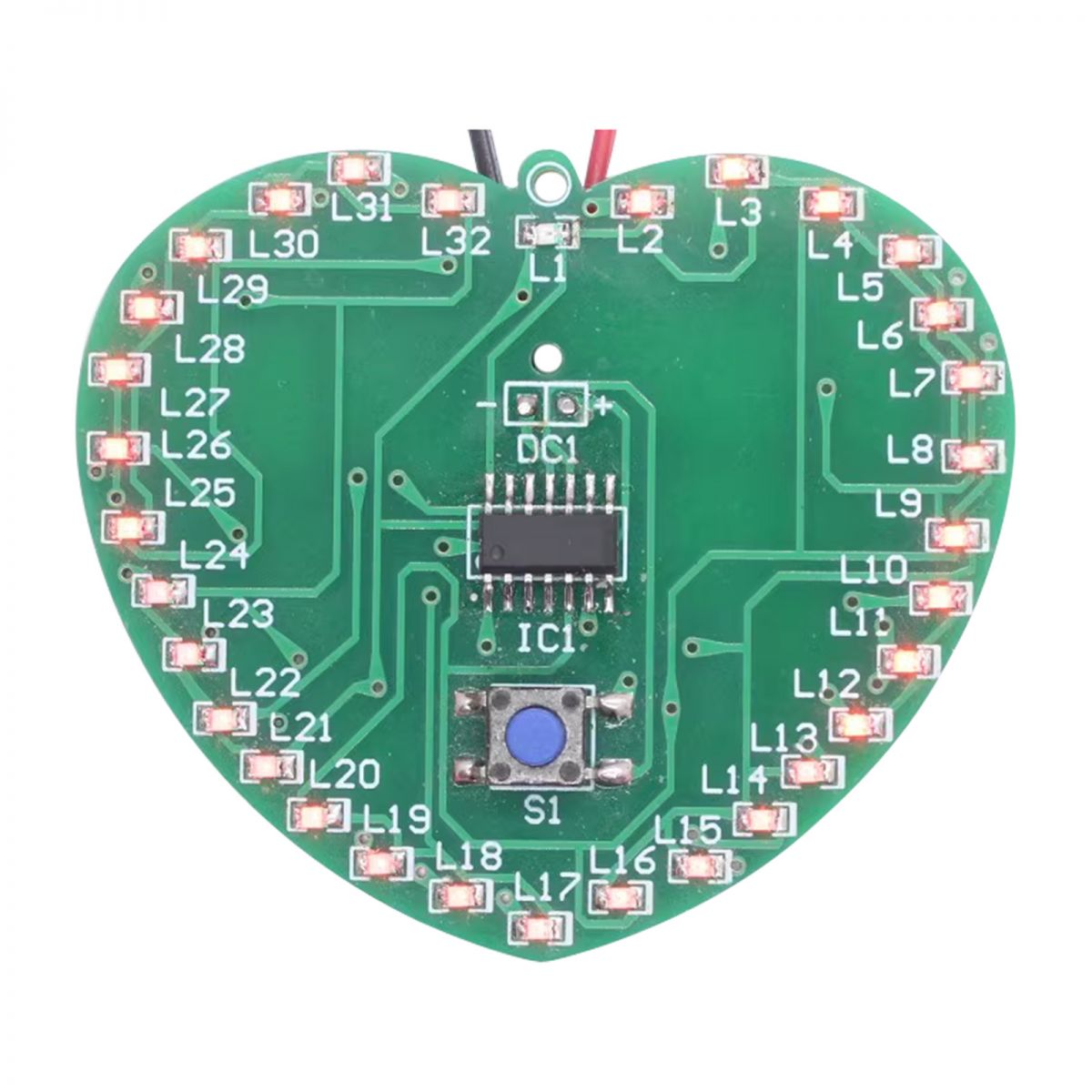 SMD LED Microcontroller Flashing Light DIY Kit, DC 5V Heart Shaped
