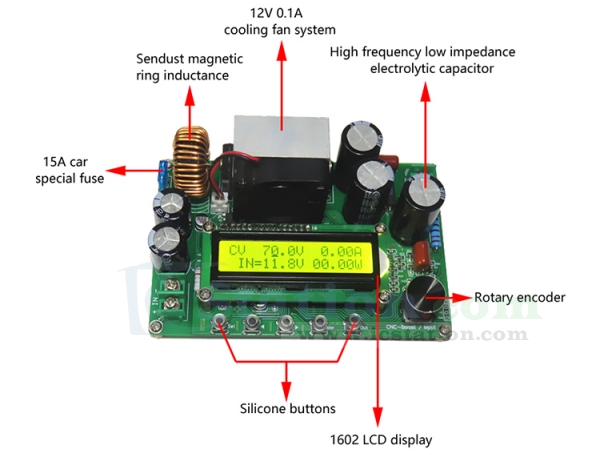 DC-DC Boost Converter 800W 12A Step UP Power Supply Module 10V-65V to ...