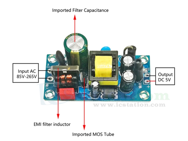 AC-DC Step Down Power Supply AC 85V-265V to 5V 2A EMC Voltage Converter ...