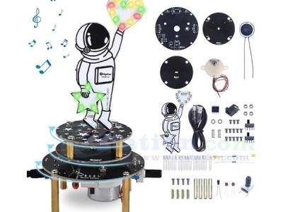 Soldering Practice Kit, DIY Astronaut Kit with Three Musics Slow Flashing LED Lights, Rotating Speed Adjustable Hands-on Kit for University STEM Education Soldering Learning