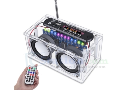 DIY Bluetooth-Compatible Speaker Kit, Recording Function FM Radio Soldering Practice Kit with LED Spectrum, TF/AUX/Bluetooth/USB Support, Remote Control Speaker Soldering Project for Indoor/Outdoor Use