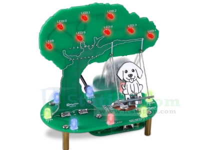 ICStation Electromagnetic Swing Soldering Kit, DIY Swing Puppy with RGB LED Lights Tree Soldering Practice Kit for STEM Education Creative Present Desk Ornament