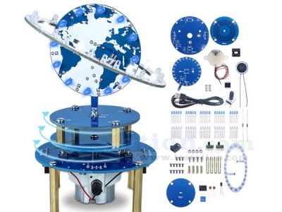 Soldering Practice Kit, DIY Globe Planetary Motion Kit DIY Rotating Universe Model Music Switch Brightness Adjustable for STEM Education Learning