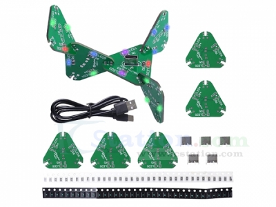 SMD Soldering Practice Kit, 5PCS Triangle Splicable Creative PCB with Flashing LED Light DIY Soldering Project for STEM Education Learning Desktop Decoration