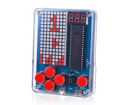 DIY Game Machine Soldering Practice Kit, Soldering Project Kit with Four Retro Games, Brightness Adjustable Music Switch Game Kit for High School STEM Education Electronics Learning