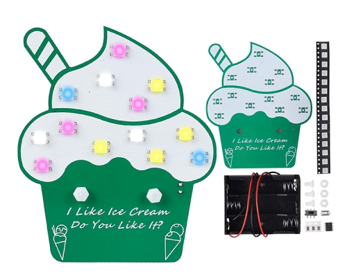 SMD Soldering Practice Kit, Colorful LED Ice Cream Cup DIY Kit with 7 Light Effects, Fun Ice Cream Electronics Soldering Project for DIYers, High School & College STEM Learning SMD Soldering Practice Kit, Colorful LED Ice Cream Cup DIY Kit with 7 Light Effects, Fun Ice Cream Electronics Soldering Project for DIYers, High School & College STEM Learning