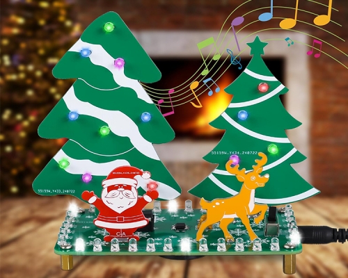 LED Christmas Tree Soldering Kit, Mini Christmas Forest Soldering Practice Kit with Music, DIY Santa Claus Elk Xmas Electronics Kit for Home Decorations School STEM Teaching LED Christmas Tree Soldering Kit, Mini Christmas Forest Soldering Practice Kit with Music, DIY Santa Claus Elk Xmas Electronics Kit for Home Decorations School STEM Teaching