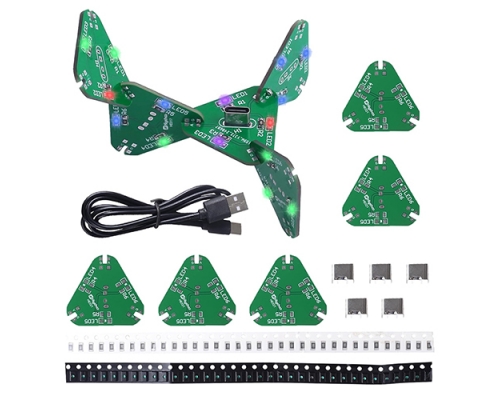 SMD Soldering Practice Kit, 5PCS Triangle Splicable Creative PCB with Flashing LED Light DIY Soldering Project for STEM Education Learning Desktop Decoration