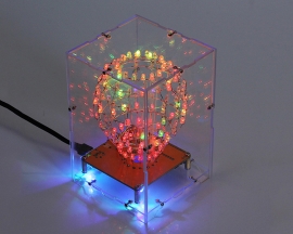 DIY Colorful RGB Flashing LED Cube Ball Light Remote Control Spherical Spectrum Light Lamp with Acrylic Case