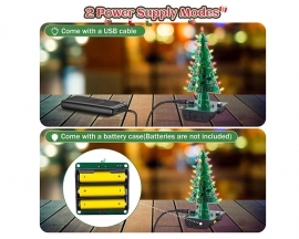 DIY Kit 3D Christmas Tree Kit with 3 Colors Red/Green/Yellow Flashing LED for Electronics Soldering Practice Xmas Fun Gift DC 5V