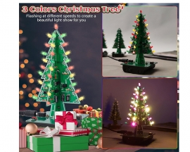 DIY Kit 3D Christmas Tree Kit with 3 Colors Red/Green/Yellow Flashing LED for Electronics Soldering Practice Xmas Fun Gift DC 5V