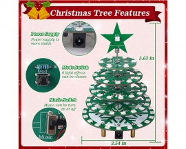 SMD Soldering Practice Kit, Christmas Tree Kit Soldering Projects, DIY Xmas Tree Kits with RGB LEDs Light Music for Christmas Decoration STEM Education Electronics Learning