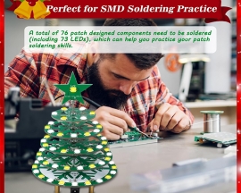 SMD Soldering Practice Kit, Christmas Tree Kit Soldering Projects, DIY Xmas Tree Kits with RGB LEDs Light Music for Christmas Decoration STEM Education Electronics Learning