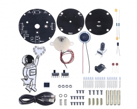 Soldering Practice Kit, DIY Astronaut Kit with Three Musics Slow Flashing LED Lights, Rotating Speed Adjustable Hands-on Kit for University STEM Education Soldering Learning