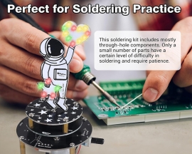 Soldering Practice Kit, DIY Astronaut Kit with Three Musics Slow Flashing LED Lights, Rotating Speed Adjustable Hands-on Kit for University STEM Education Soldering Learning