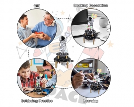 Soldering Practice Kit, DIY Astronaut Kit with Three Musics Slow Flashing LED Lights, Rotating Speed Adjustable Hands-on Kit for University STEM Education Soldering Learning