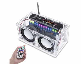 DIY Bluetooth-Compatible Speaker Kit, Recording Function FM Radio Soldering Practice Kit with LED Spectrum, TF/AUX/Bluetooth/USB Support, Remote Control Speaker Soldering Project for Indoor/Outdoor Use