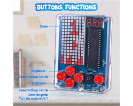 DIY Game Machine Soldering Practice Kit, Soldering Project Kit with Four Retro Games, Brightness Adjustable Music Switch Game Kit for High School STEM Education Electronics Learning