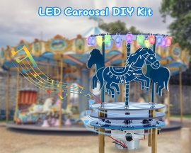 Carousel Soldering Practice Kit, RGB LED Rotating Music Box Kit Soldering Projects with 3 Music, DIY Musical Carousel Electronics Learning Kit for School STEM Education and Desk Ornament