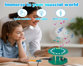 DIY Touch Sensing Electronic Music Drum Kit with 7 String Lyre Harp, SMD Soldering Practice Kit, STEM Project for College High School Education Competitions and Gifts