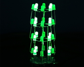 4-layer Blue LED Flashing Light Cylinder Soldering Kits, DIY Green LED Kits for Soldering Practice Christmas Decoration