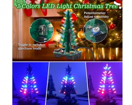 DIY Kit Red Yellow Blue Flash LED Sound Control Christmas Tree LED Kit Audio Flashing Light Soldering Training Kit