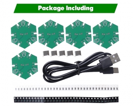 SMD Soldering Practice Kit,  5PCS Splicable Hexagon Creative PCB with Flashing LED Light DIY Soldering Project for STEM Education Learning Desktop Decoration