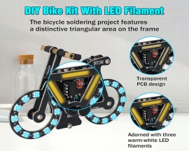 DIY Soldering Project, ICStation Bicycle Soldering Practice Kit With SMD RGB LED Lights Knob Control, DIY Bike Kit With LED Filament Brightness Adjustable for STEM Education Creative Present Desk Decoration