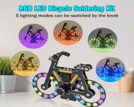 DIY Soldering Project, ICStation Bicycle Soldering Practice Kit With SMD RGB LED Lights Knob Control, DIY Bike Kit With LED Filament Brightness Adjustable for STEM Education Creative Present Desk Decoration