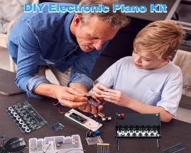 ICStation Electronic Piano Soldering Practice Kit, Mini Upright Piano Soldering Kit with Light-sensitive Vertical Electronics Kit for STEM Education Student DIY Instrument and Creative Present