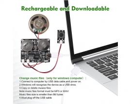 ICStation Rechargeable Voice Module, Downloadable Sound Module with 8MB Memory Push Button Control Sound Chip for DIY Personalized Voice Recording Birthday Gift