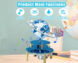 Soldering Practice Kit, DIY Globe Planetary Motion Kit DIY Rotating Universe Model Music Switch Brightness Adjustable for STEM Education Learning