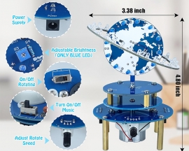 Soldering Practice Kit, DIY Globe Planetary Motion Kit DIY Rotating Universe Model Music Switch Brightness Adjustable for STEM Education Learning