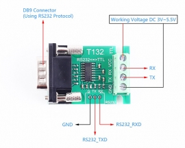 TTL UART to RS232 Bus Converter RS232 to UART Data Analyzer DB9 Male Socket