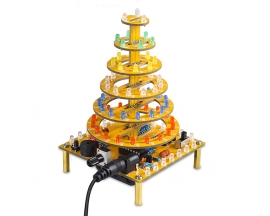 ICStation Cake Tower Soldering Practice Kit, 6-Layer Round Cake Tower With LED Lights, Happy Birthday Music DIY Cupcake Tree Tower Soldering Project Kits for STEM Education Creative Gift